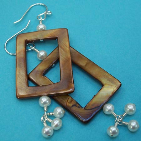 Mother of Pearl Rectangle Dangle Earrings