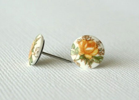 Yellow Rose Stud Earrings