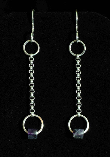 Chained Flourite Dangle Earrings