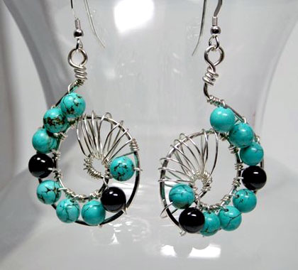 Turquoise Onyx Dangle Earrings