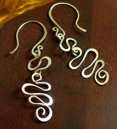 Hammered Swirl Dangle Earrings
