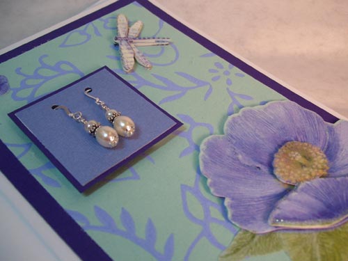 Handmade Card with Pearl Earrings