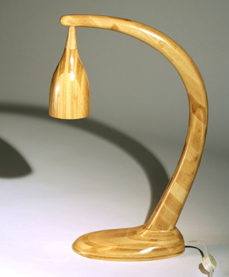 Hand Carved Bamboo Desk Lamp