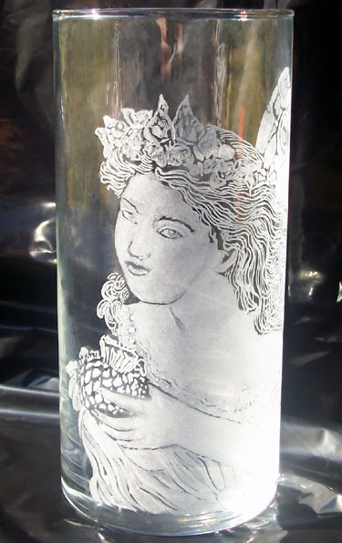 Engraved Fairy Glass Vase