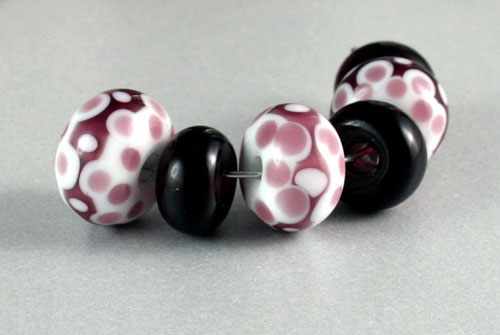 Purple Dot Lampwork Beads