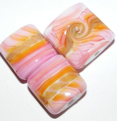 Pink and Orange Lampwork Beads