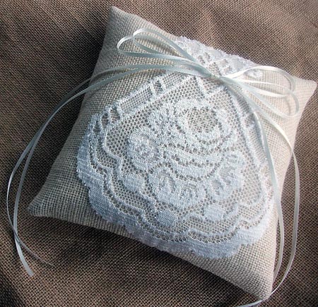 Burlap and Lace Ring Bearer Pillow