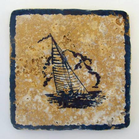 Tumbled Marble Sailboat Coasters