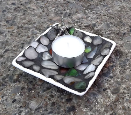 Tumbled Glass Mosaic Votive Dish