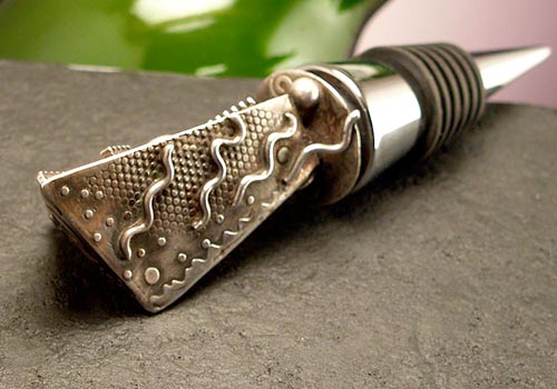 Ornate Fine Silver Wine Stopper