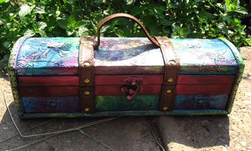 Painted Wooden Wine Box