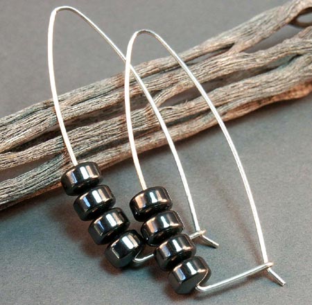 Stacked Hematite Beads Earrings