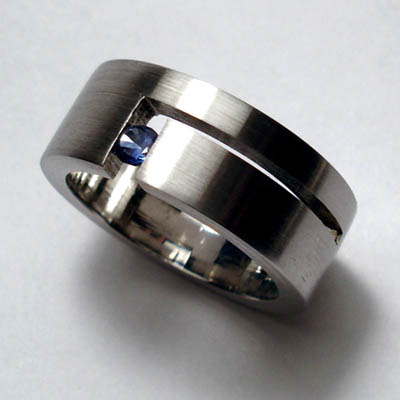 Blue Sapphire Tension Set Ring