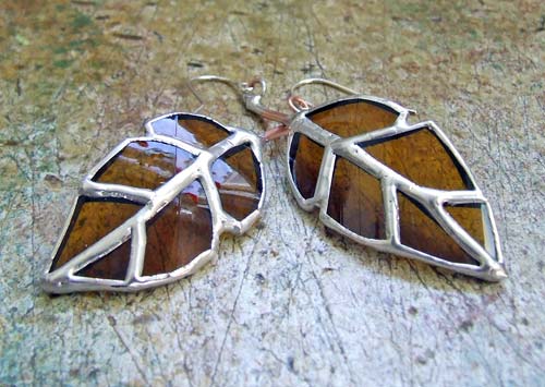 Elm Leaf Bottle Glass Earrings