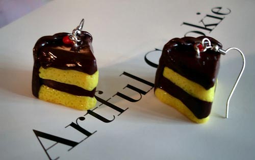 Polymer Clay Chocolate Butter Cake Earrings