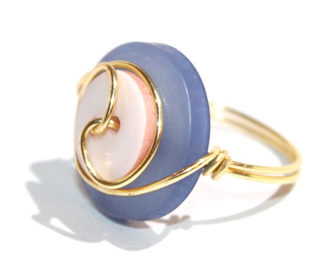 Gold Plated Wrapped Button Ring