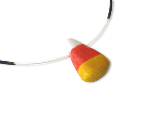 Porcelain Candy Corn on Argentium Silver Necklace