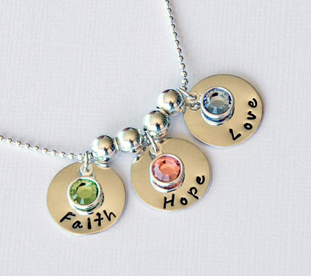 Hand Stamped Swarovski Birthstone Pendant