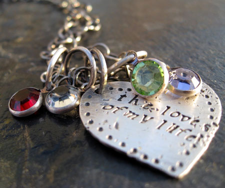 Stamped Birthstone Pendant