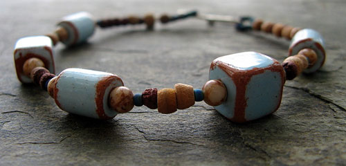 Terracotta and Blue Cube Bracelet