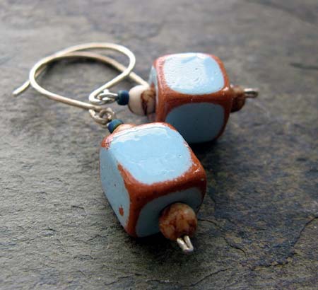 Terracotta Clay Cube Earrings