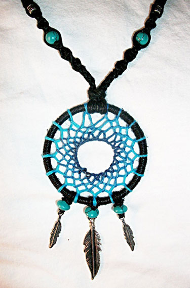 Turquoise Hemp Dreamcatcher Necklace