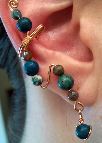 Copper and Turquoise Ear Cuff