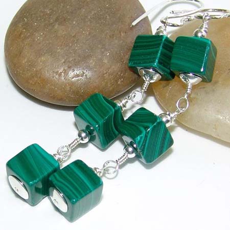 Green Cube Earrings