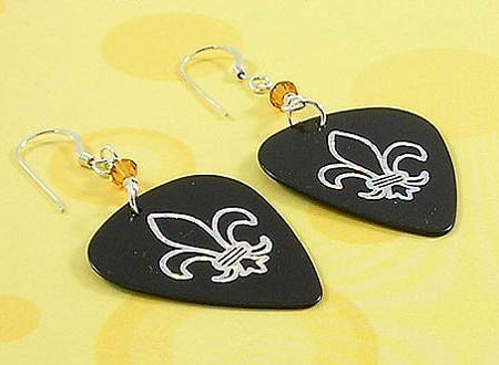 Fleur de lis Guitar Pick Earrings