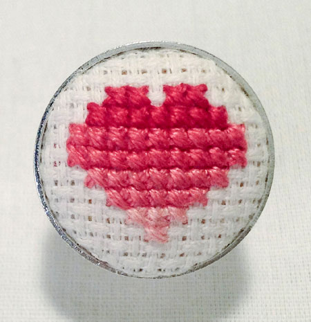 Pink Ombre Cross Stitch Heart Ring