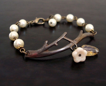 Brass Twig and Pearls Bracelet