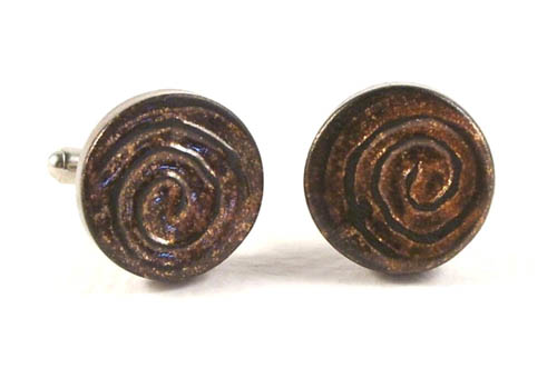 Bronze and Black Swirl Cuff-Links