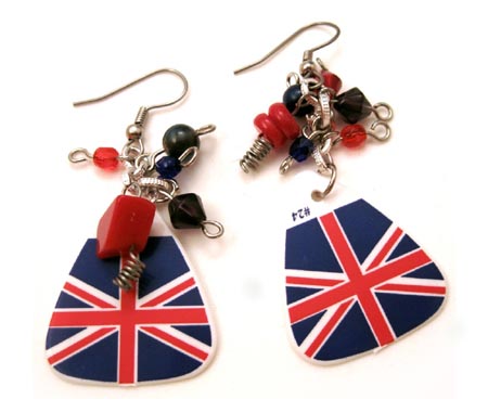 Union Jack Guitar Pick Earrings