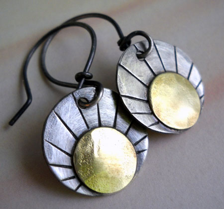 Sterling Silver & Brass Sun Earrings