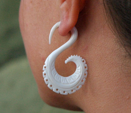 Carved Swan Earrings