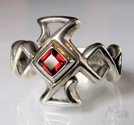 Celtic Cross Garnet Ring