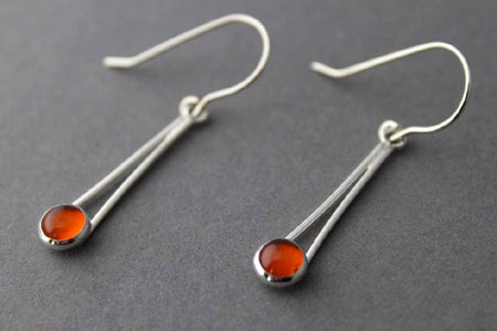 Amber Cabochon Chopstick Earrings