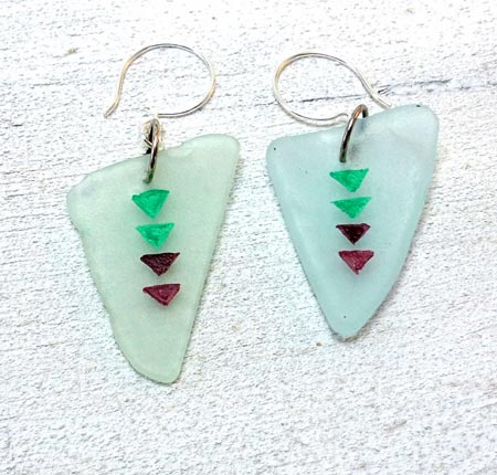 Sea Glass Triangle Earrings