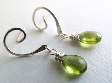 Peridot Briolette Dangle Earrings