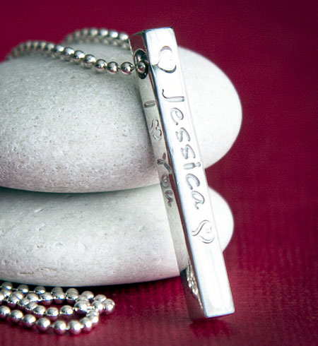 Personalized Silver Bar Pendant