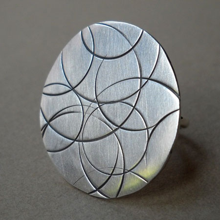 Silver Stamped Circles Ring