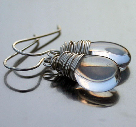 Clear Briolette Teardrop Earrings