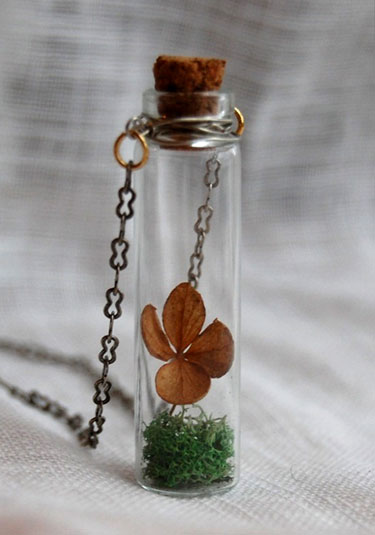 Four Leaf Clover Terrarium Necklace