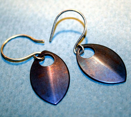 Anodized Titanium Shield Earrings