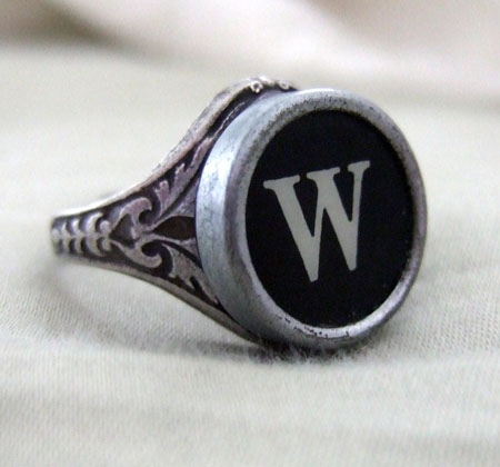 Vintage Typwriter Initial Ring