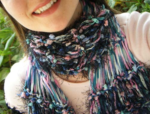 Hand-Knit Pastel Scarf