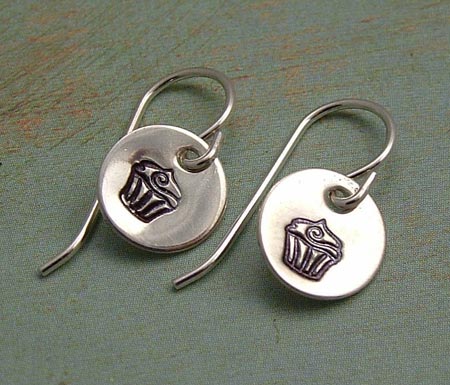 Cupcake Stamped Earrings