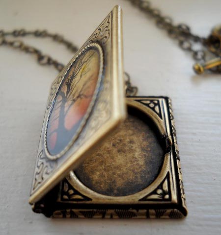 Tree Book Locket Necklace