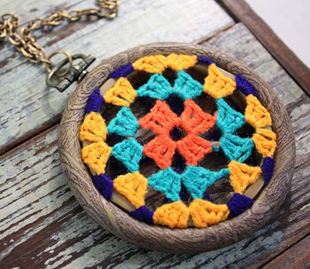 Crochet Granny Square Dreamcatcher Pendant