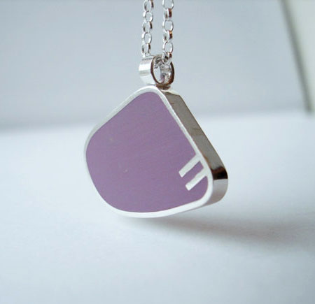 Modern Purple Pendant | Resin Block In Sterling Silver